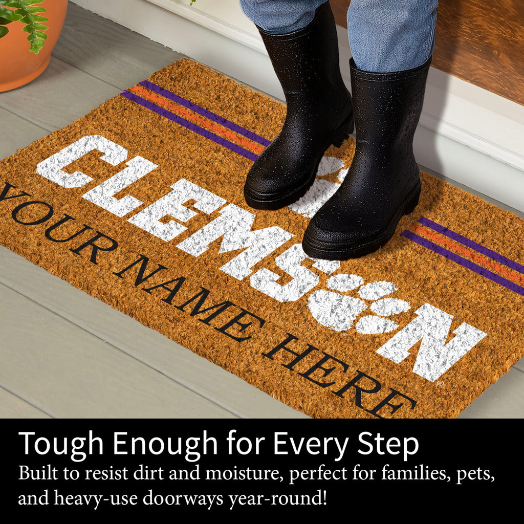 Clemson University Personalized Mat, Natural Coir with Color Logo, 30" x 18", Slide 7 of 15