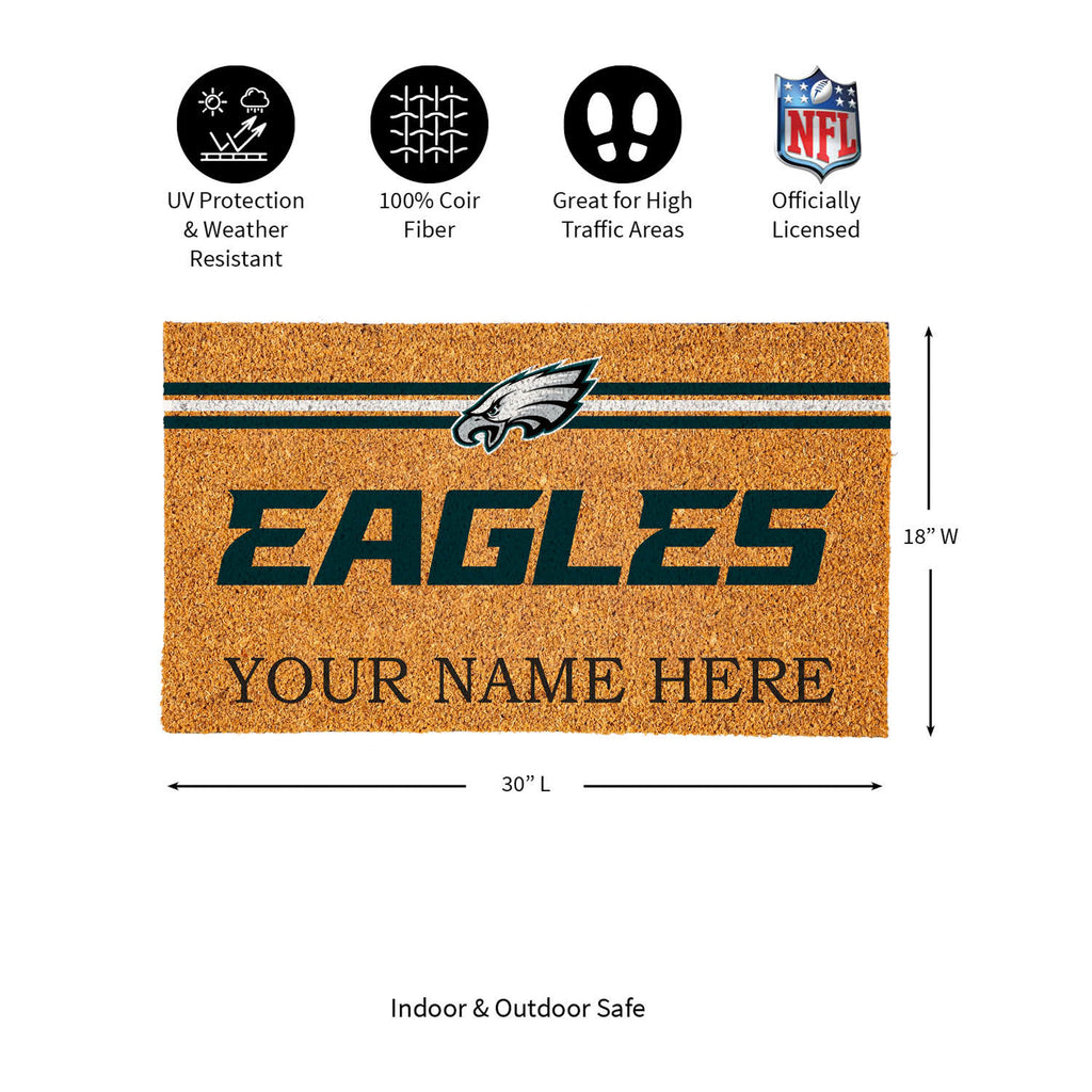 Philadelphia Eagles Personalized Mat, Natural Coir with Color Logo, 30" x 18", Slide 13 of 15