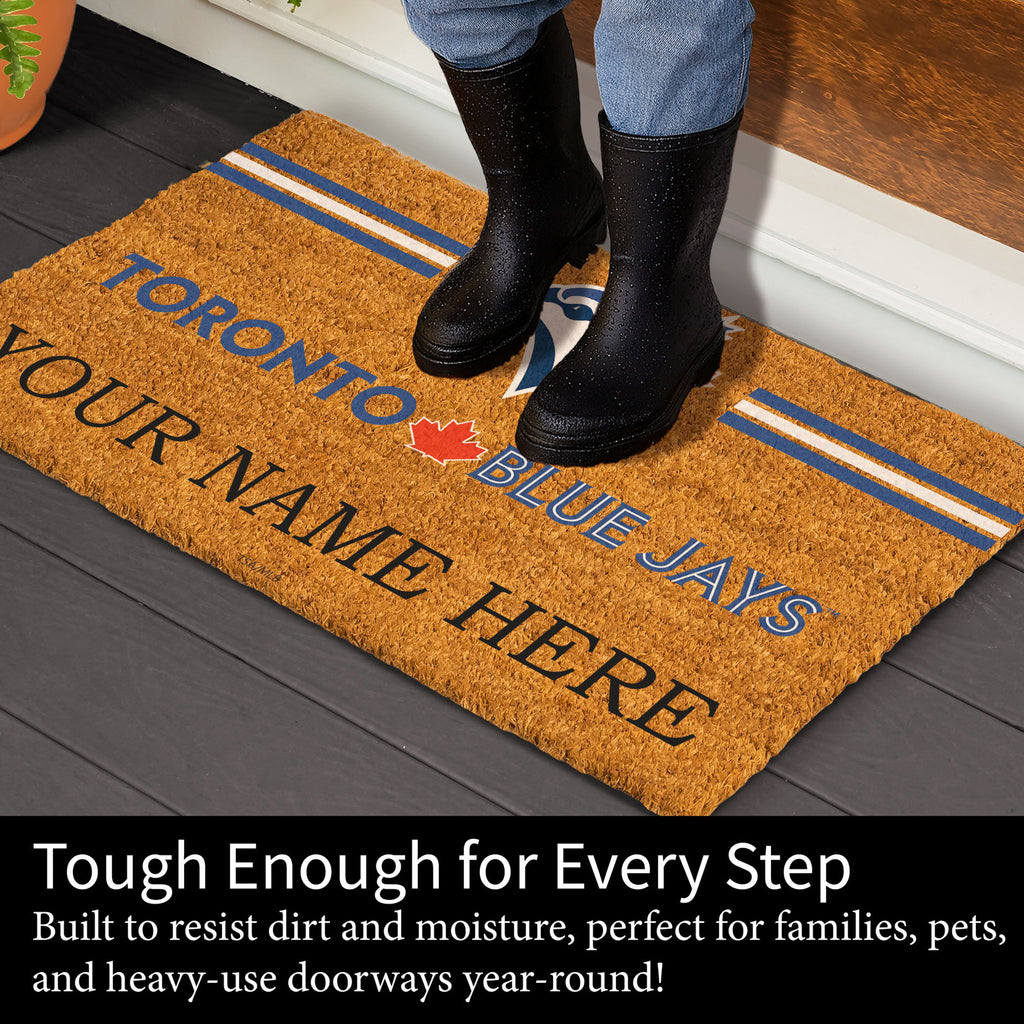 Toronto Blue Jays Personalized Mat, Natural Coir with Color Logo, 30" x 18", Slide 4 of 4