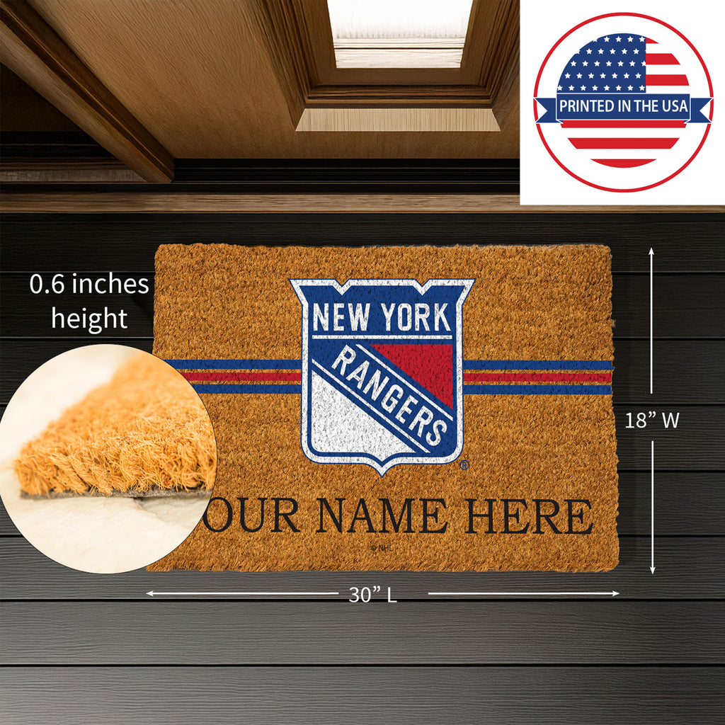 New York Rangers Personalized Mat, Natural Coir with Color Logo, 30" x 18", Slide 10 of 19