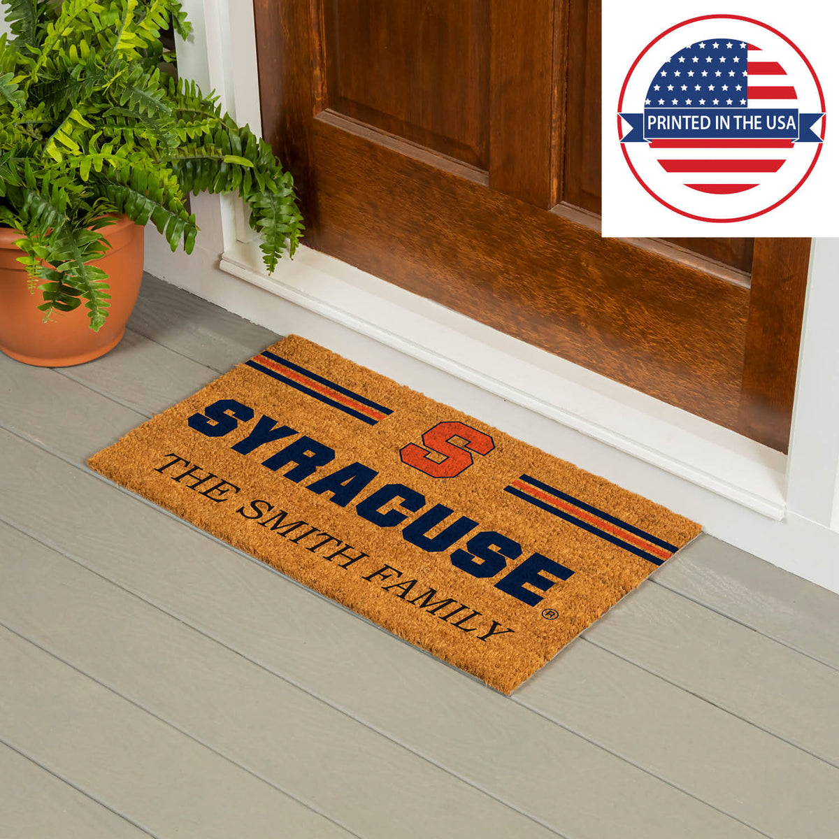 Syracuse University Personalized Mat, Natural Coir with Color Logo, 30" x 18", Slide 14 of 15