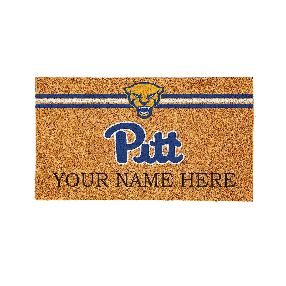 University of Pittsburgh Personalized Mat, Natural Coir with Color Logo, 30" x 18"
