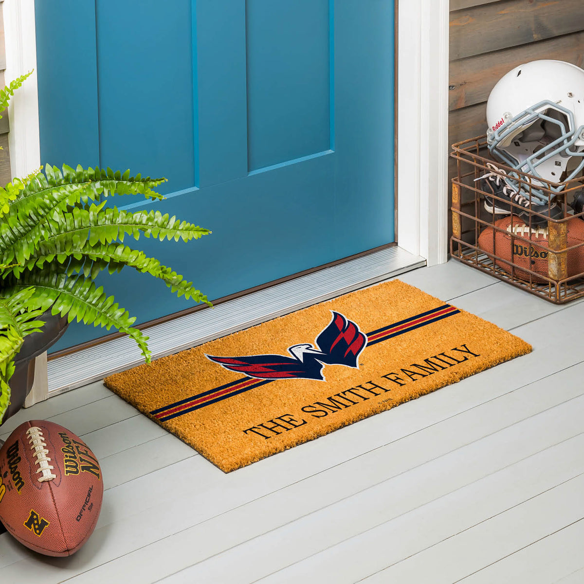 Washington Capitals Personalized Mat, Natural Coir with Color Logo, 30" x 18", Slide 14 of 15