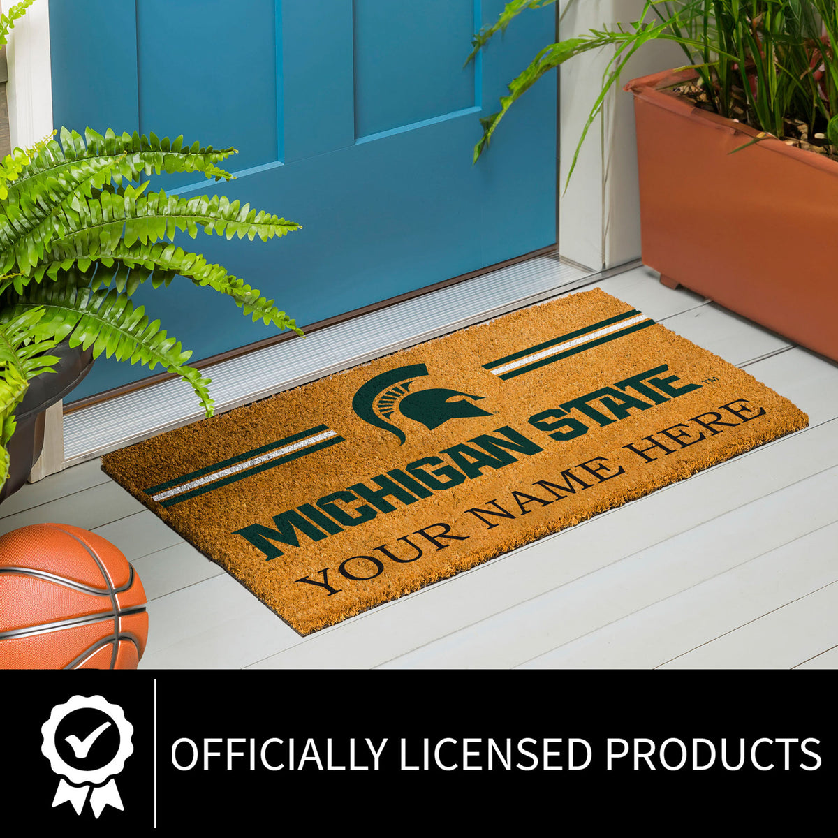 Michigan State University Personalized Mat, Natural Coir with Color Logo, 30" x 18", Slide 5 of 15
