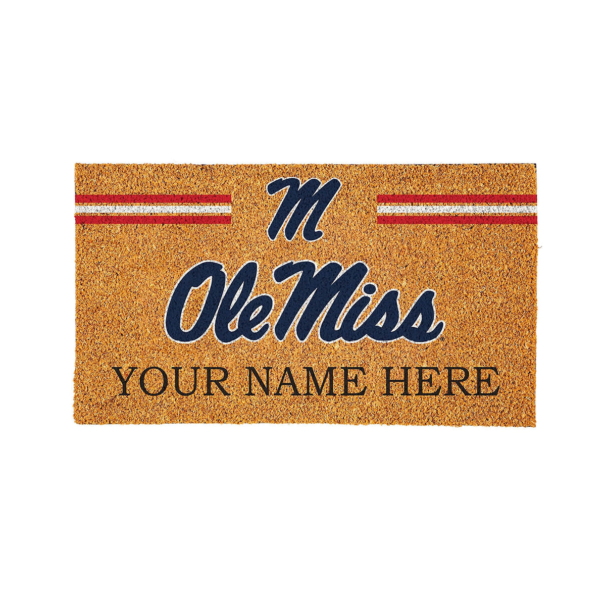 University of Mississippi Personalized Mat, Natural Coir with Color Logo, 30" x 18"