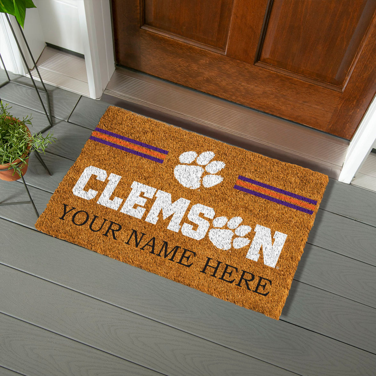 Clemson University Personalized Mat, Natural Coir with Color Logo, 30" x 18", Slide 4 of 15