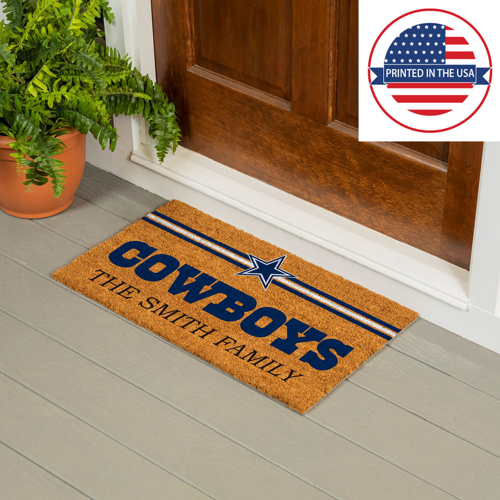 Dallas Cowboys Personalized Mat, Natural Coir with Color Logo, 30" x 18", Slide 13 of 15