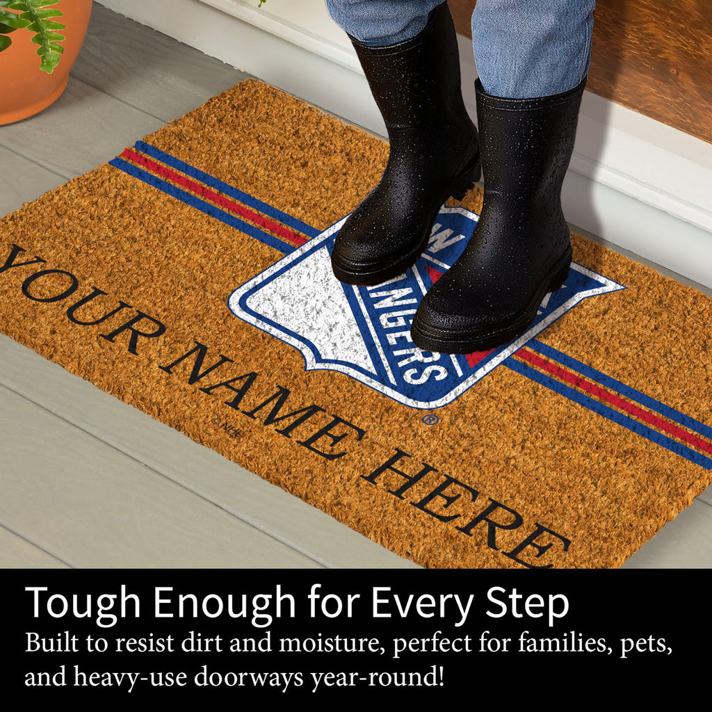 New York Rangers Personalized Mat, Natural Coir with Color Logo, 30" x 18", Slide 12 of 19