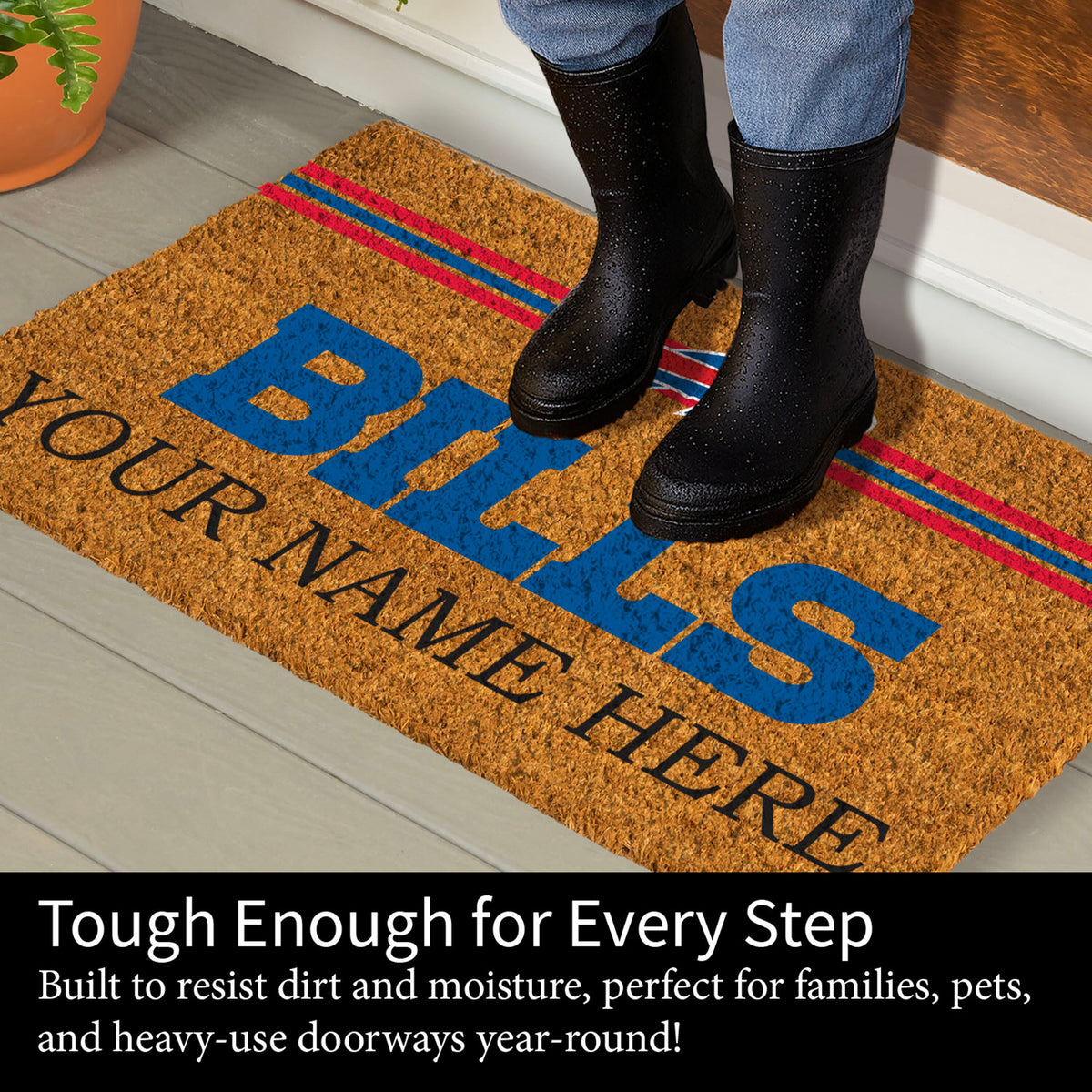 Buffalo Bills Personalized Mat, Natural Coir with Color Logo, 30" x 18", Slide 7 of 15