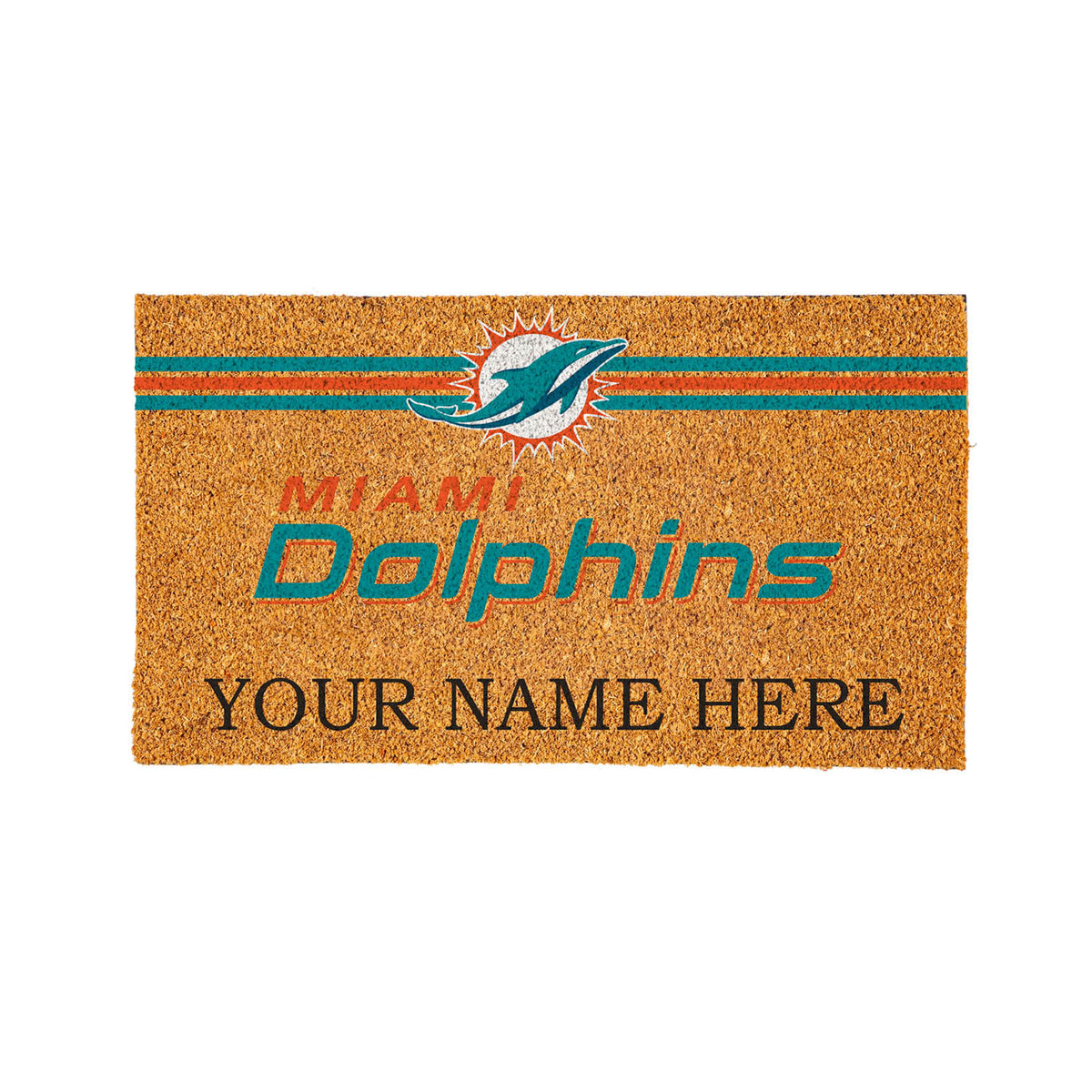 Miami Dolphins Personalized Mat, Natural Coir with Color Logo, 30" x 18", Slide 12 of 15