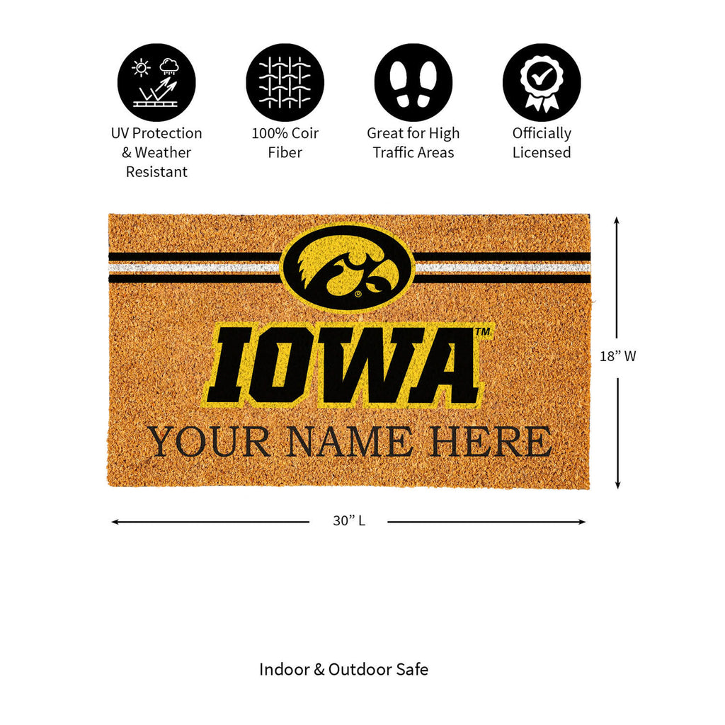 University of Iowa Personalized Mat, Natural Coir with Color Logo, 30" x 18", Slide 10 of 15