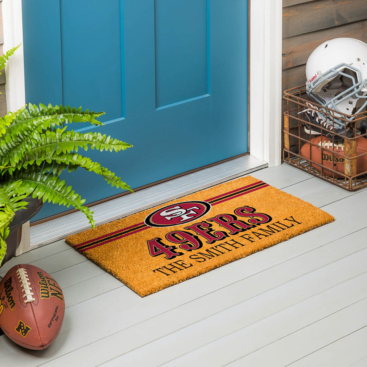 San Francisco 49ers Personalized Mat, Natural Coir with Color Logo, 30" x 18", Slide 11 of 15