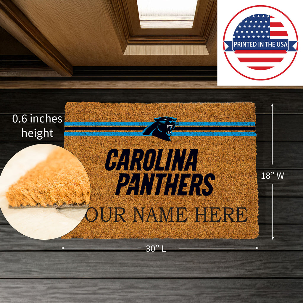 Carolina Panthers Personalized Mat, Natural Coir with Color Logo, 30" x 18", Slide 8 of 15