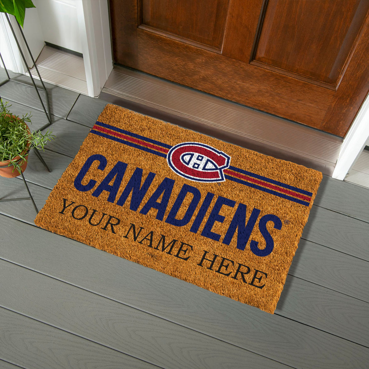 Montreal Canadiens Personalized Mat, Natural Coir with Color Logo, 30" x 18", Slide 3 of 15