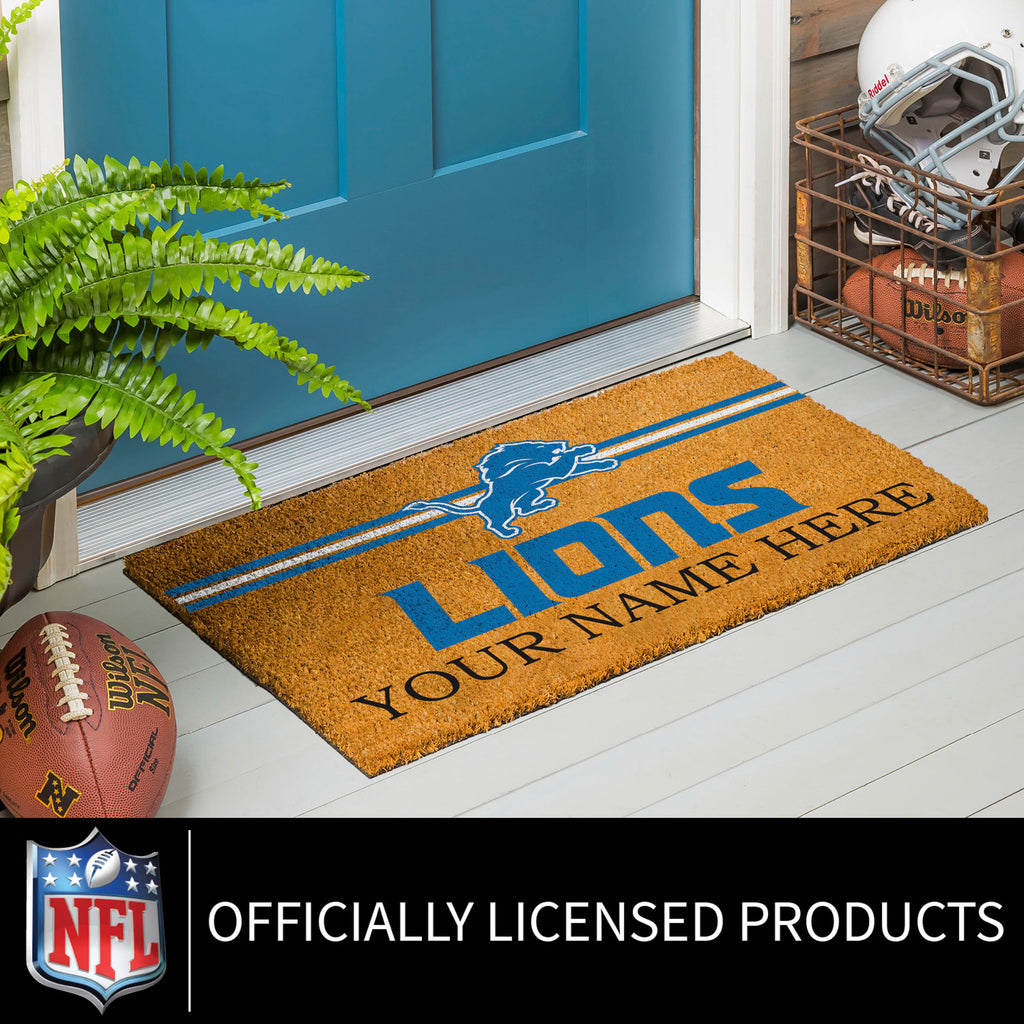 Detroit Lions Personalized Mat, Natural Coir with Color Logo, 30" x 18", Slide 8 of 15