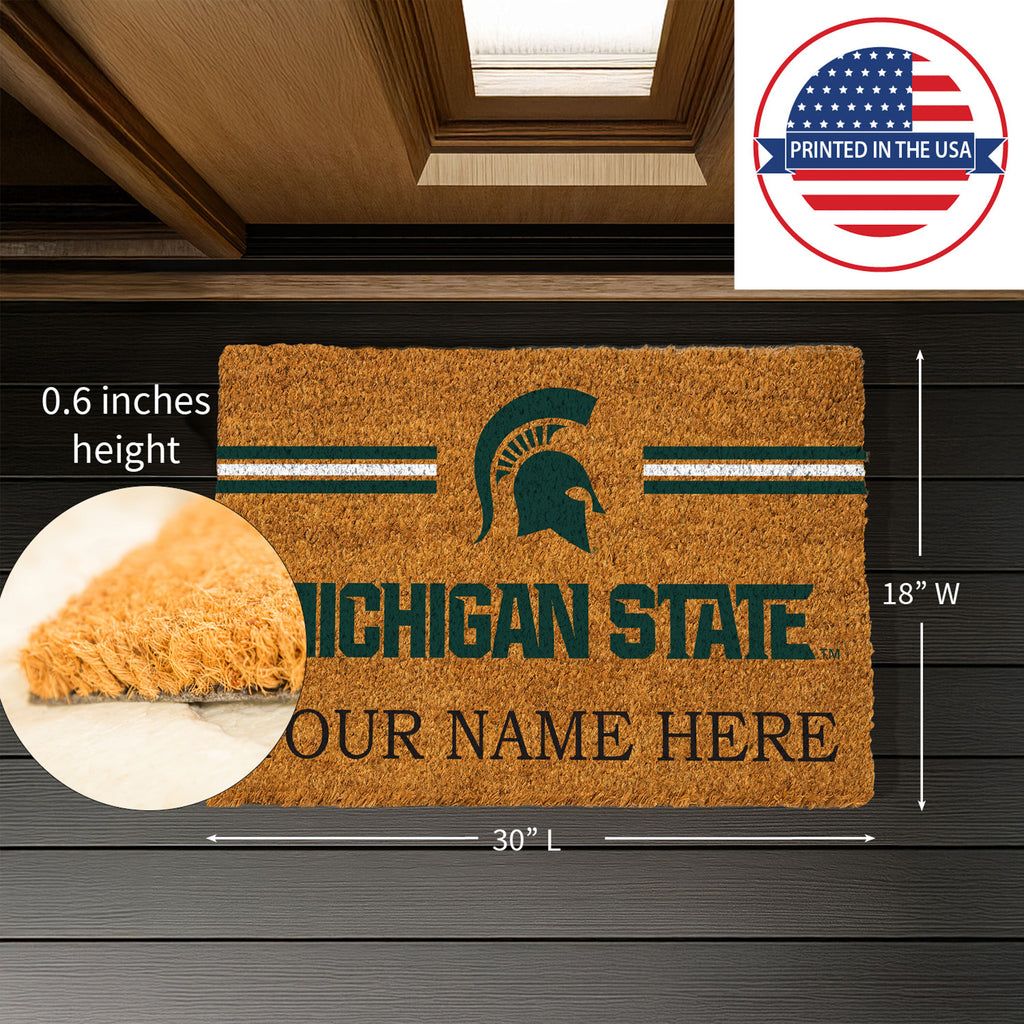 Michigan State University Personalized Mat, Natural Coir with Color Logo, 30" x 18", Slide 7 of 15