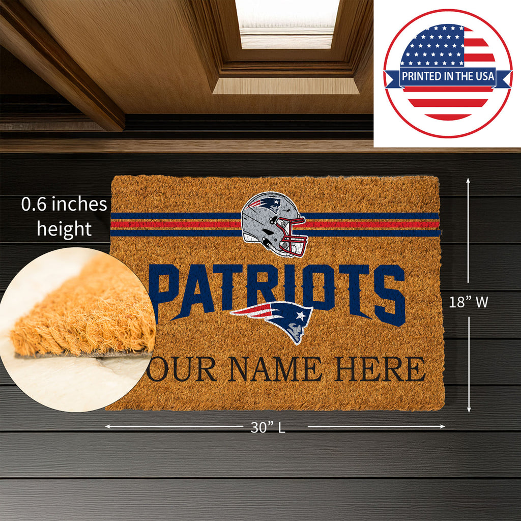 New England Patriots Personalized Mat, Natural Coir with Color Logo, 30" x 18", Slide 5 of 15