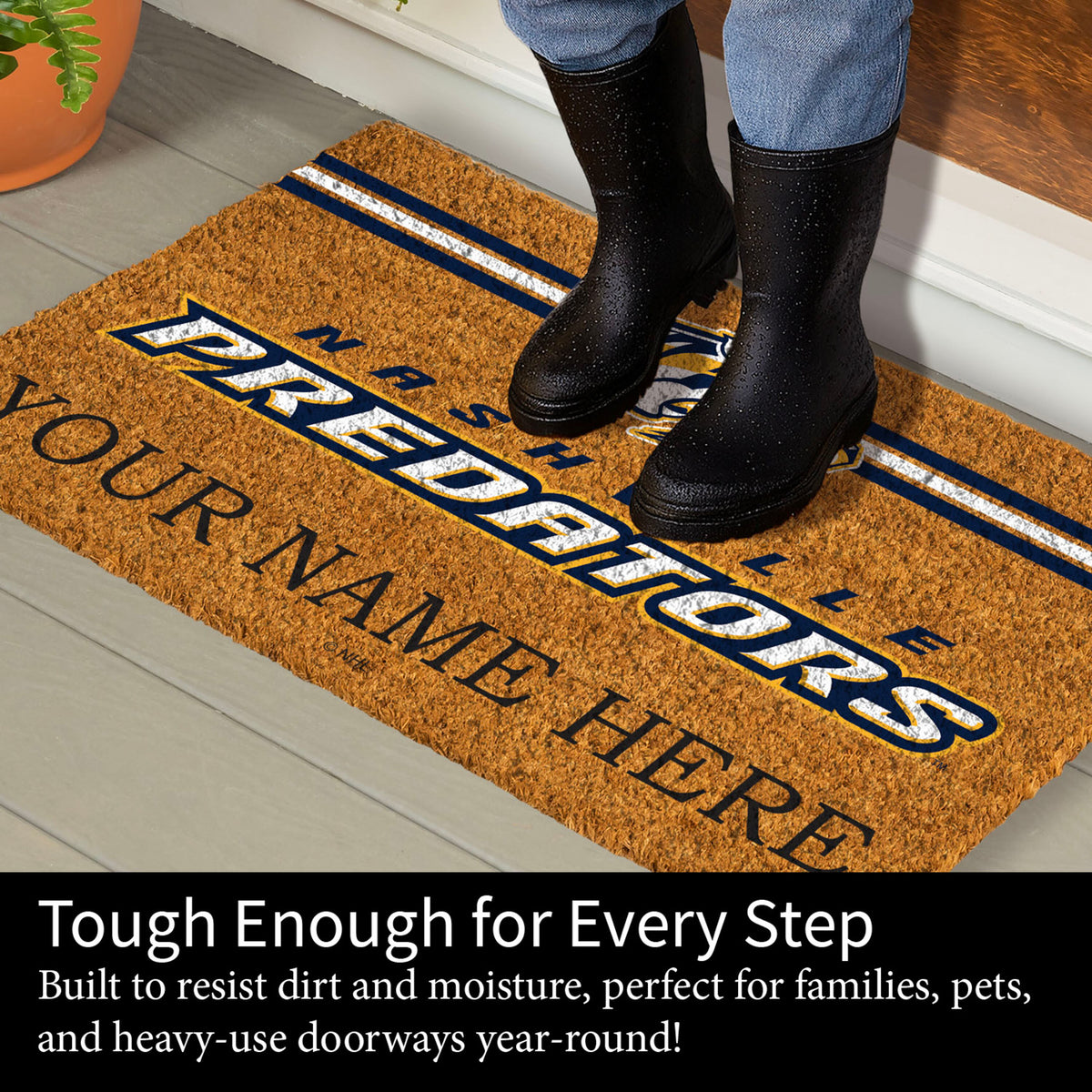 Nashville Predators Personalized Mat, Natural Coir with Color Logo, 30" x 18", Slide 7 of 15