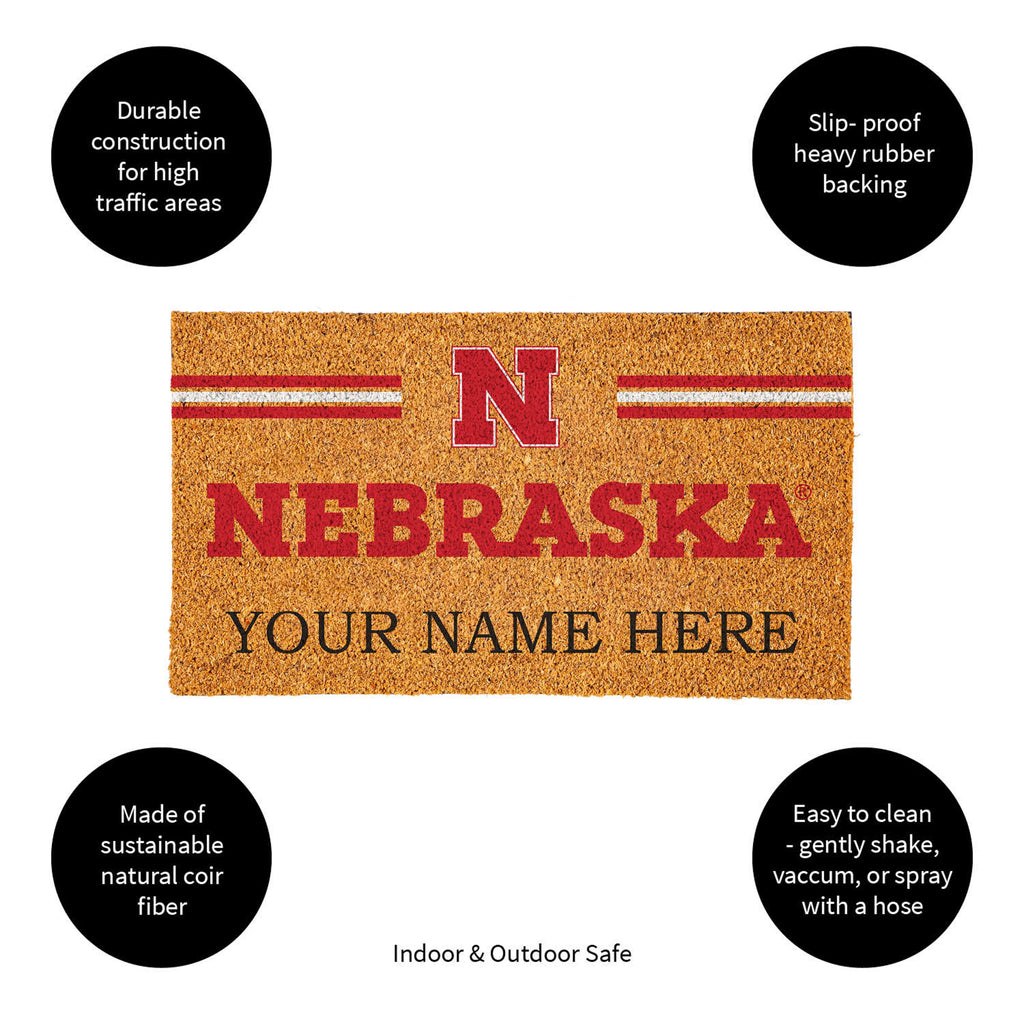 University of Nebraska Personalized Mat, Natural Coir with Color Logo, 30" x 18", Slide 9 of 15