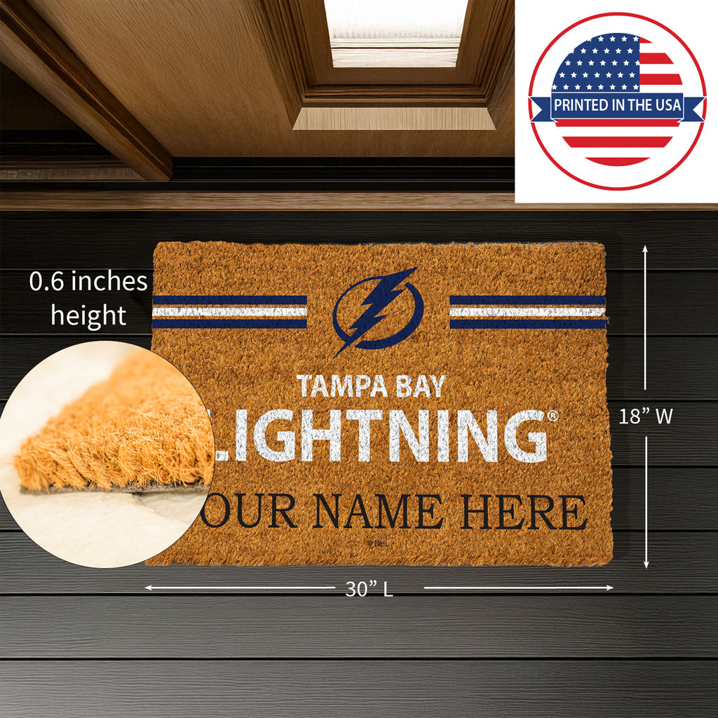 Tampa Bay Lightning Personalized Mat, Natural Coir with Color Logo, 30" x 18", Slide 7 of 15