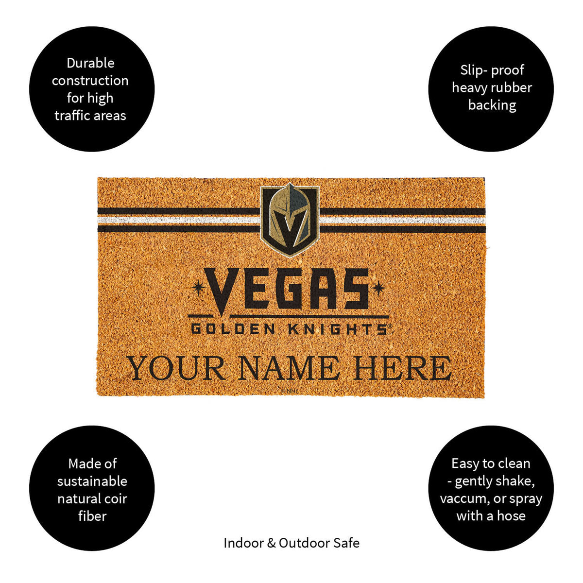 Vegas Golden Knights Personalized Mat, Natural Coir with Color Logo, 30" x 18", Slide 12 of 15