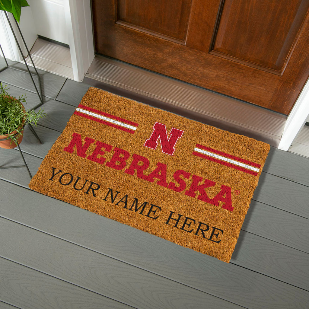 University of Nebraska Personalized Mat, Natural Coir with Color Logo, 30" x 18", Slide 4 of 15
