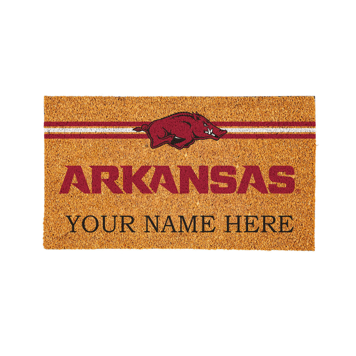 University of Arkansas Personalized Mat, Natural Coir with Color Logo, 30" x 18", Slide 15 of 15