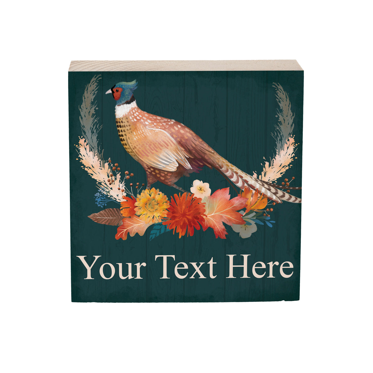 High Country Pheasant Sign Wood Block, With Personalization, 6"x6", Slide 2 of 3