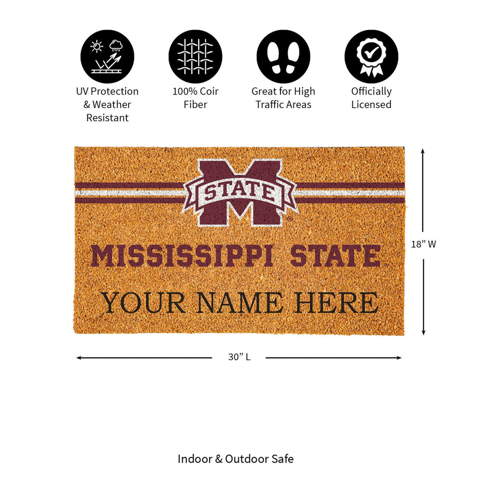 Mississippi State University Personalized Mat, Natural Coir with Color Logo, 30" x 18", Slide 15 of 15