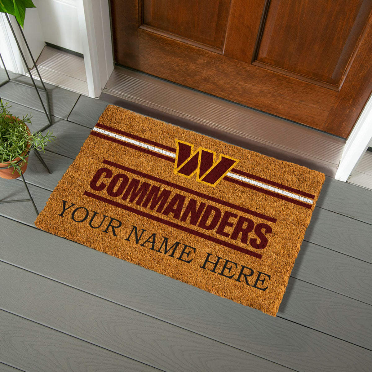 Washington Commanders Personalized Mat, Natural Coir with Color Logo, 30" x 18", Slide 7 of 7