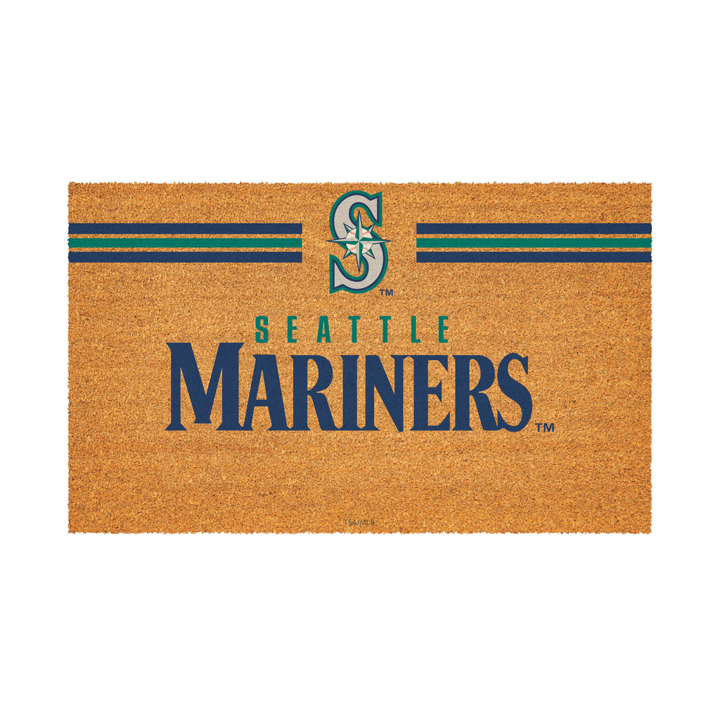 Seattle Mariners Personalized Mat, Natural Coir with Color Logo, 30" x 18"