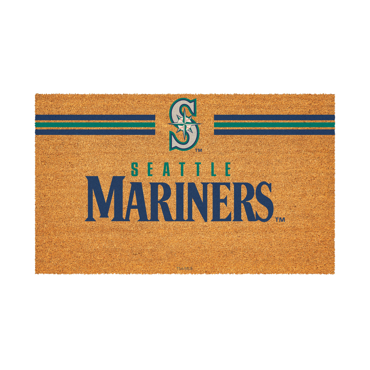 Seattle Mariners Personalized Mat, Natural Coir with Color Logo, 30" x 18"