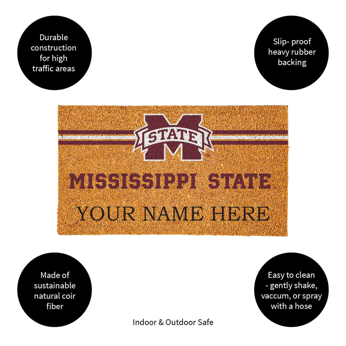 Mississippi State University Personalized Mat, Natural Coir with Color Logo, 30" x 18", Slide 14 of 15