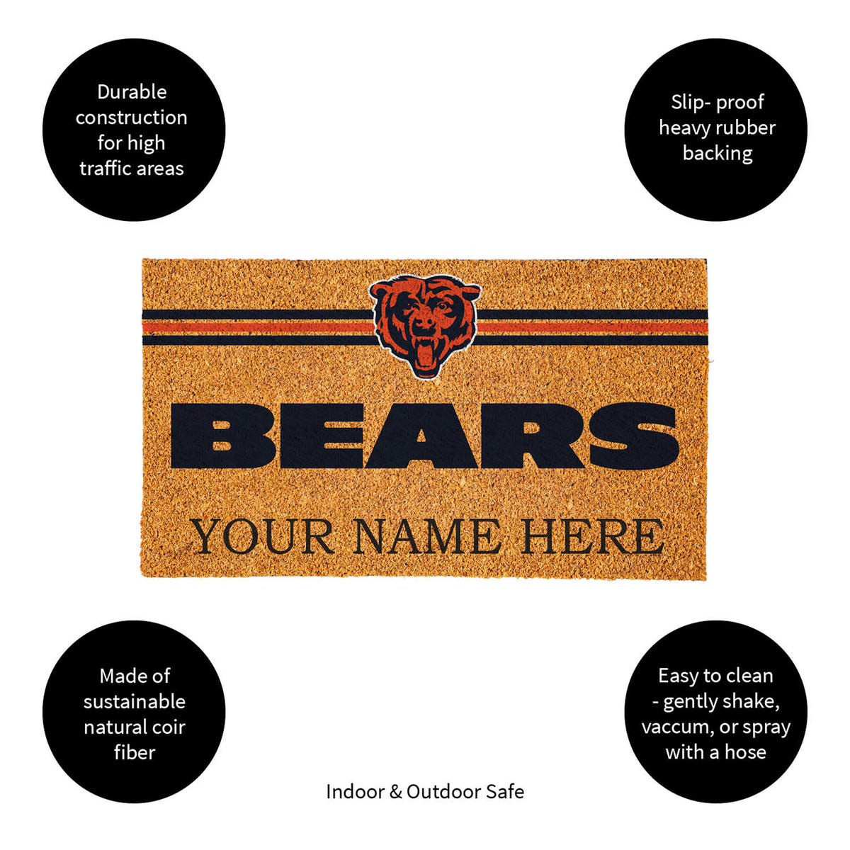 Chicago Bears Personalized Mat, Natural Coir with Color Logo, 30" x 18", Slide 14 of 15