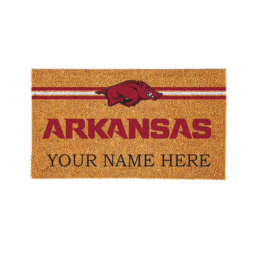 University of Arkansas Personalized Mat, Natural Coir with Color Logo, 30" x 18"