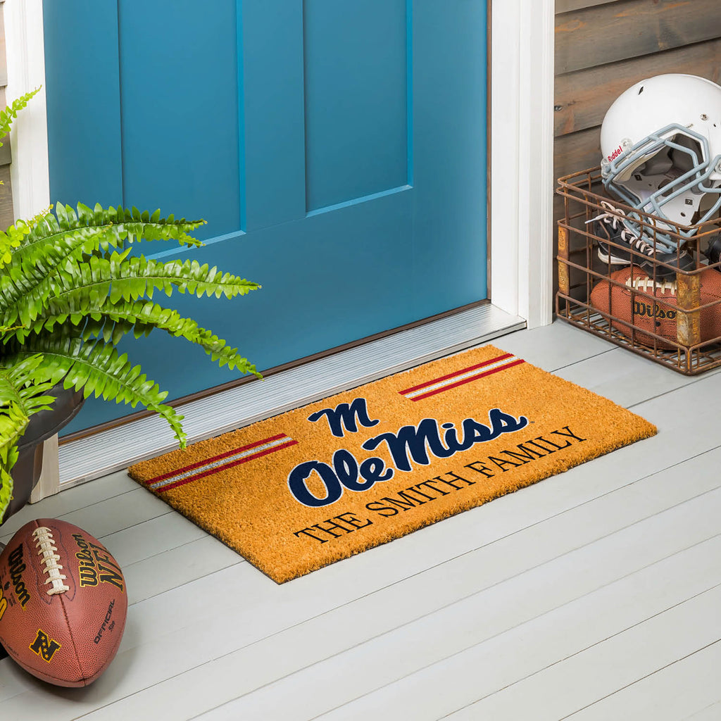 University of Mississippi Personalized Mat, Natural Coir with Color Logo, 30" x 18", Slide 14 of 15