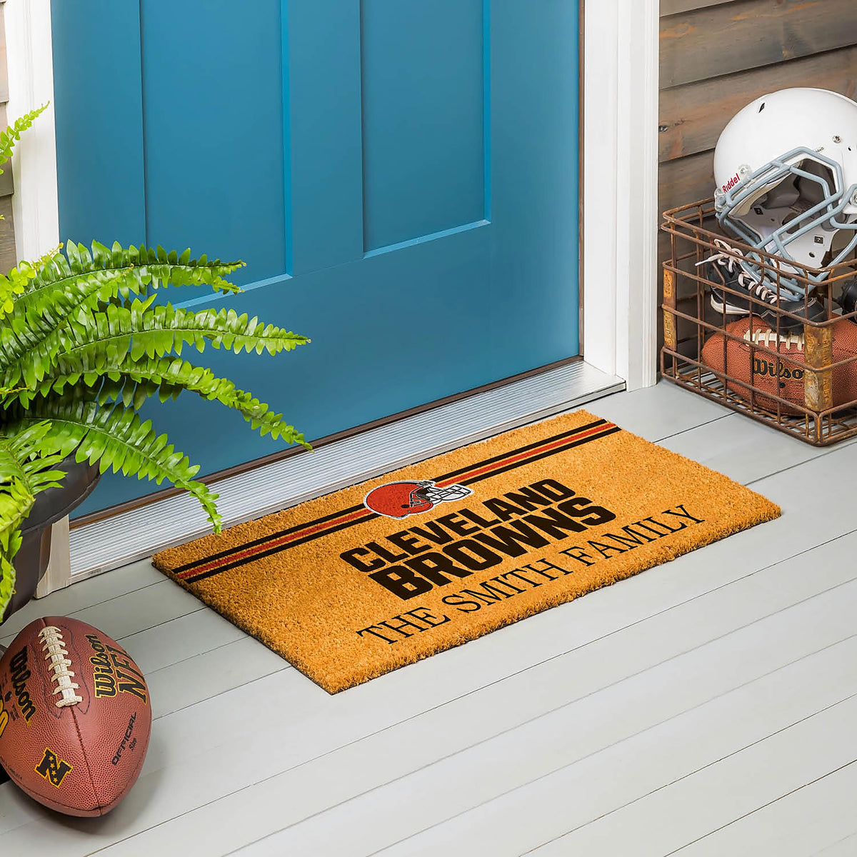 Cleveland Browns Personalized Mat, Natural Coir with Color Logo, 30" x 18"