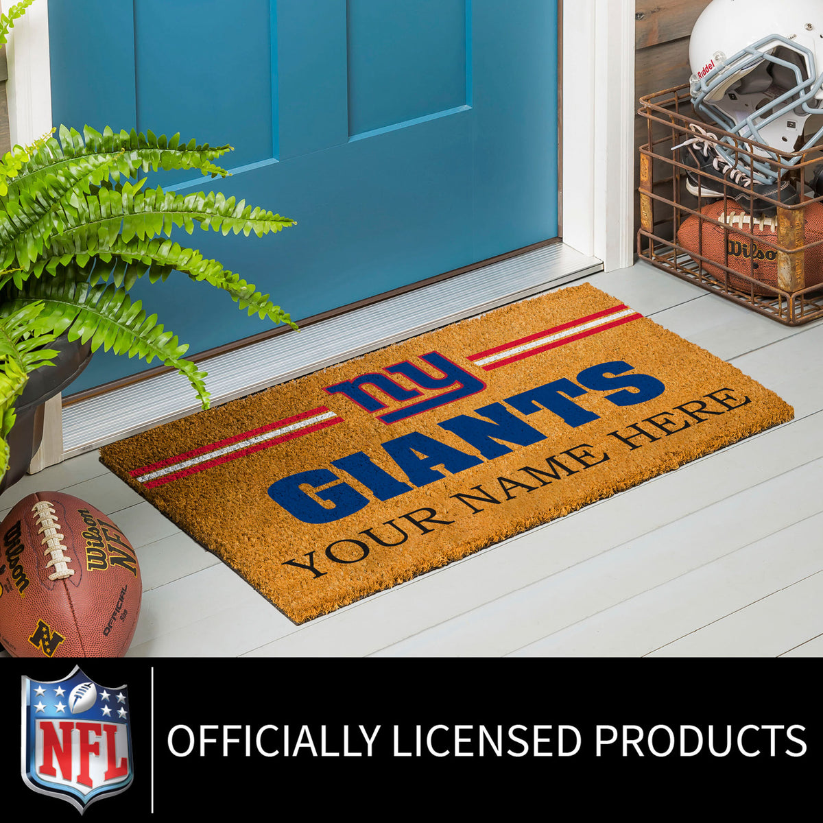 New York Giants Personalized Mat, Natural Coir with Color Logo, 30" x 18", Slide 6 of 15