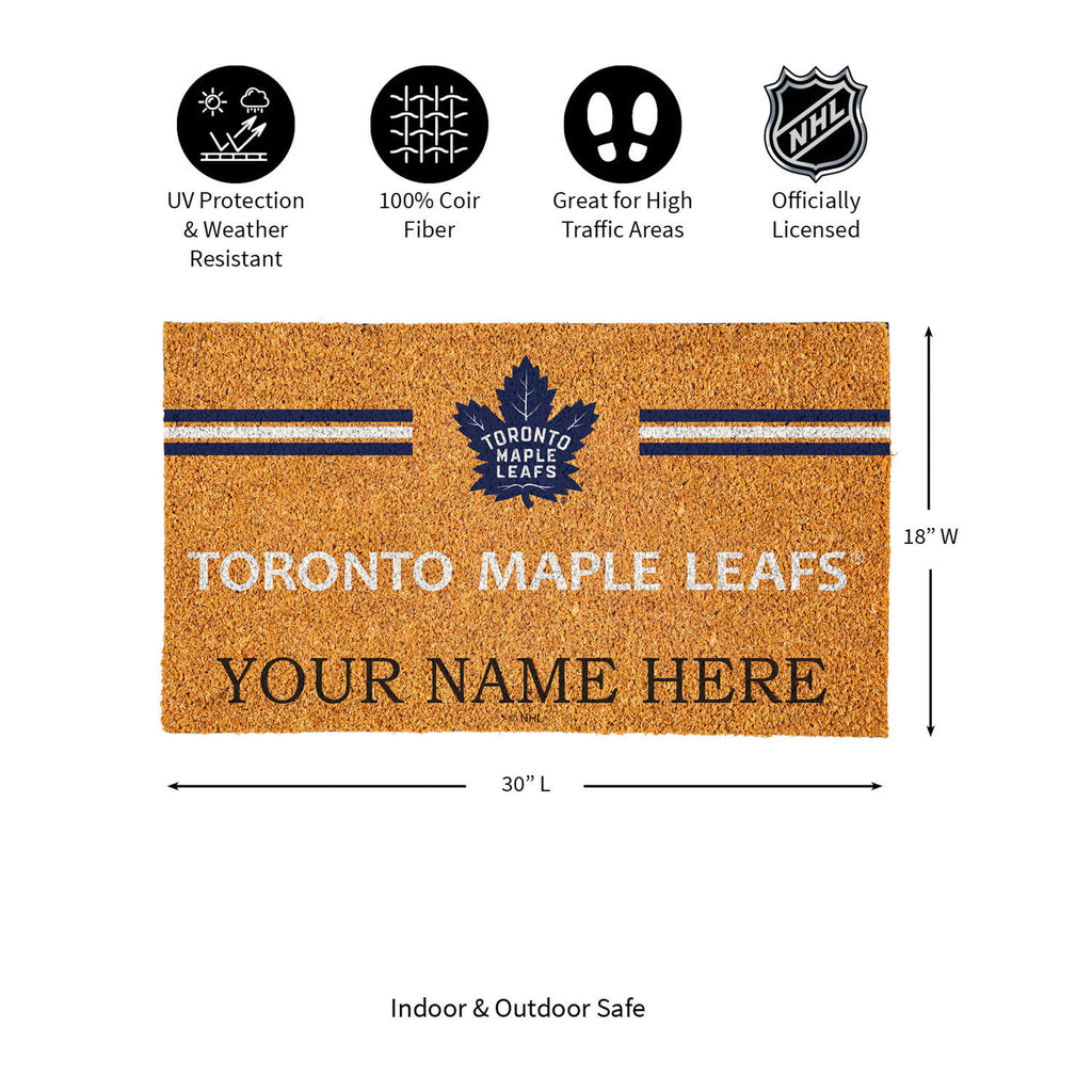 Toronto Maple Leafs Personalized Mat, Natural Coir with Color Logo, 30" x 18", Slide 11 of 15