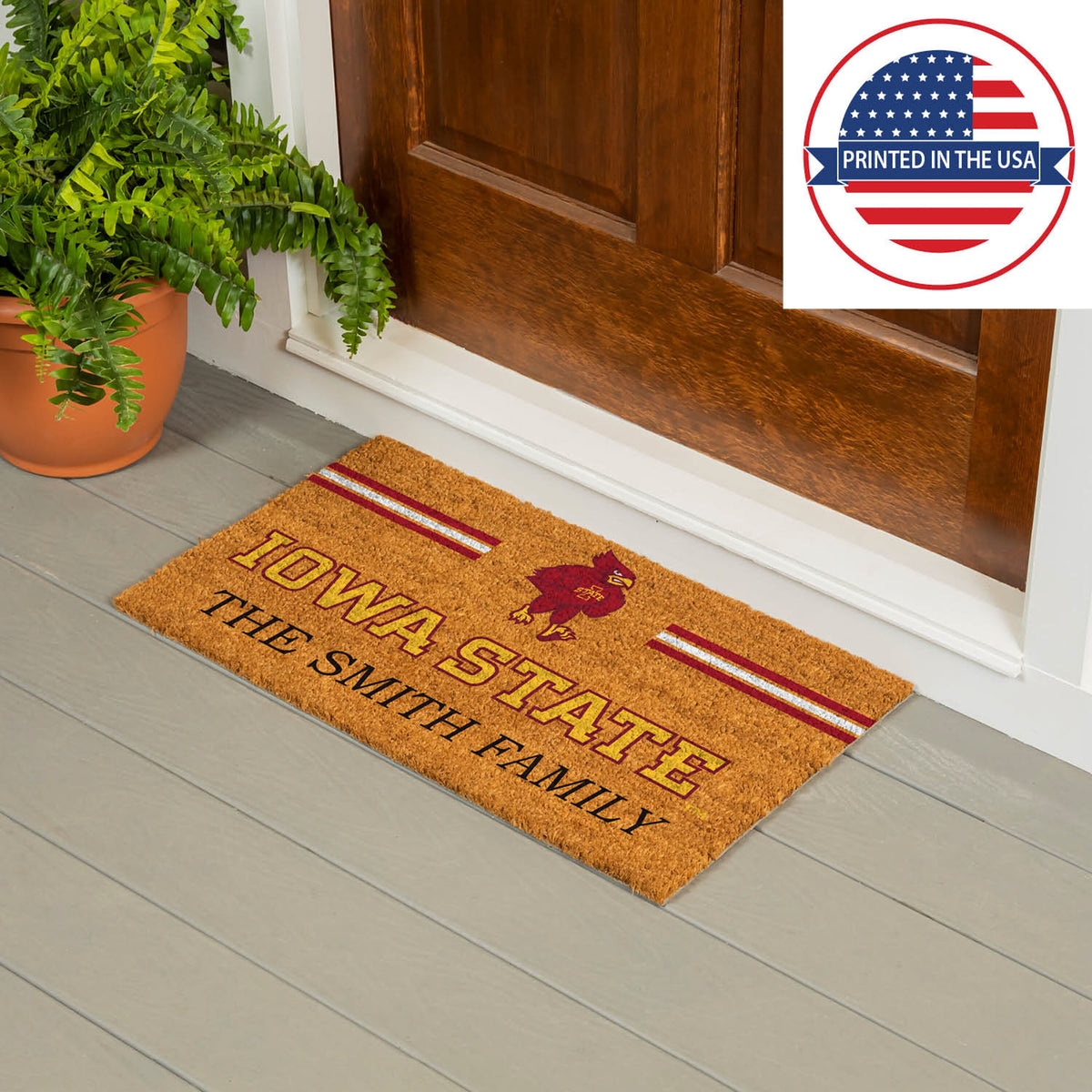 Iowa State University Personalized Mat, Natural Coir with Color Logo, 30" x 18", Slide 11 of 15