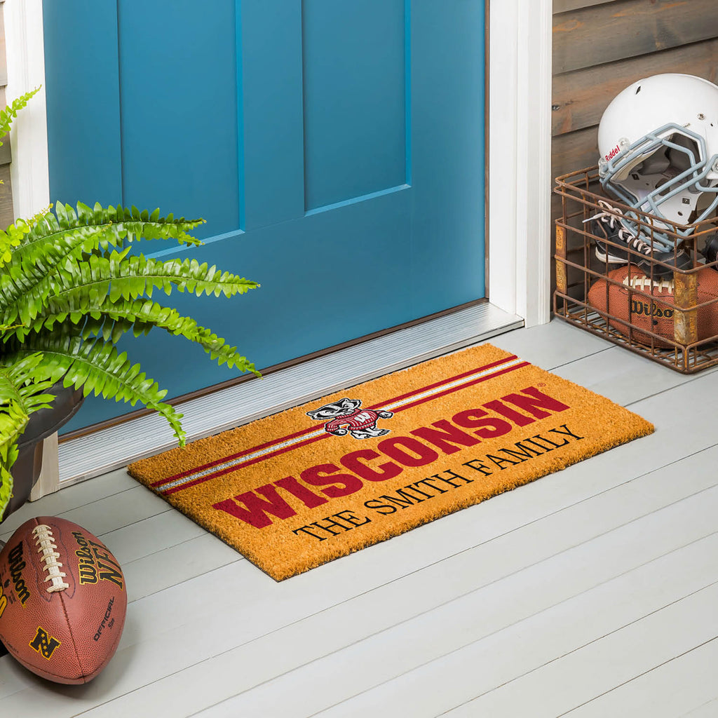 University of Wisconsin-Madison Personalized Mat, Natural Coir with Color Logo, 30" x 18", Slide 11 of 15