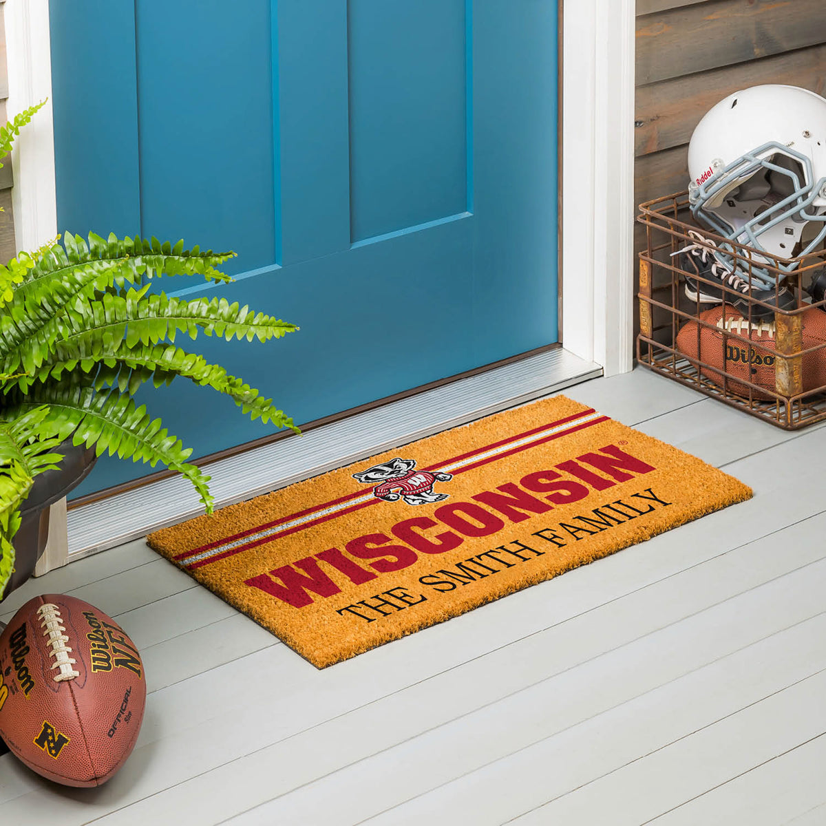 University of Wisconsin-Madison Personalized Mat, Natural Coir with Color Logo, 30" x 18", Slide 11 of 15