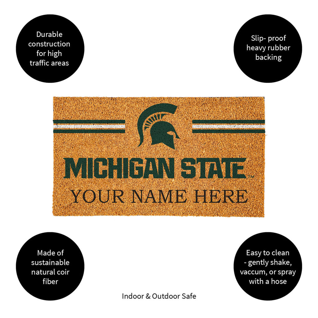 Michigan State University Personalized Mat, Natural Coir with Color Logo, 30" x 18", Slide 11 of 15