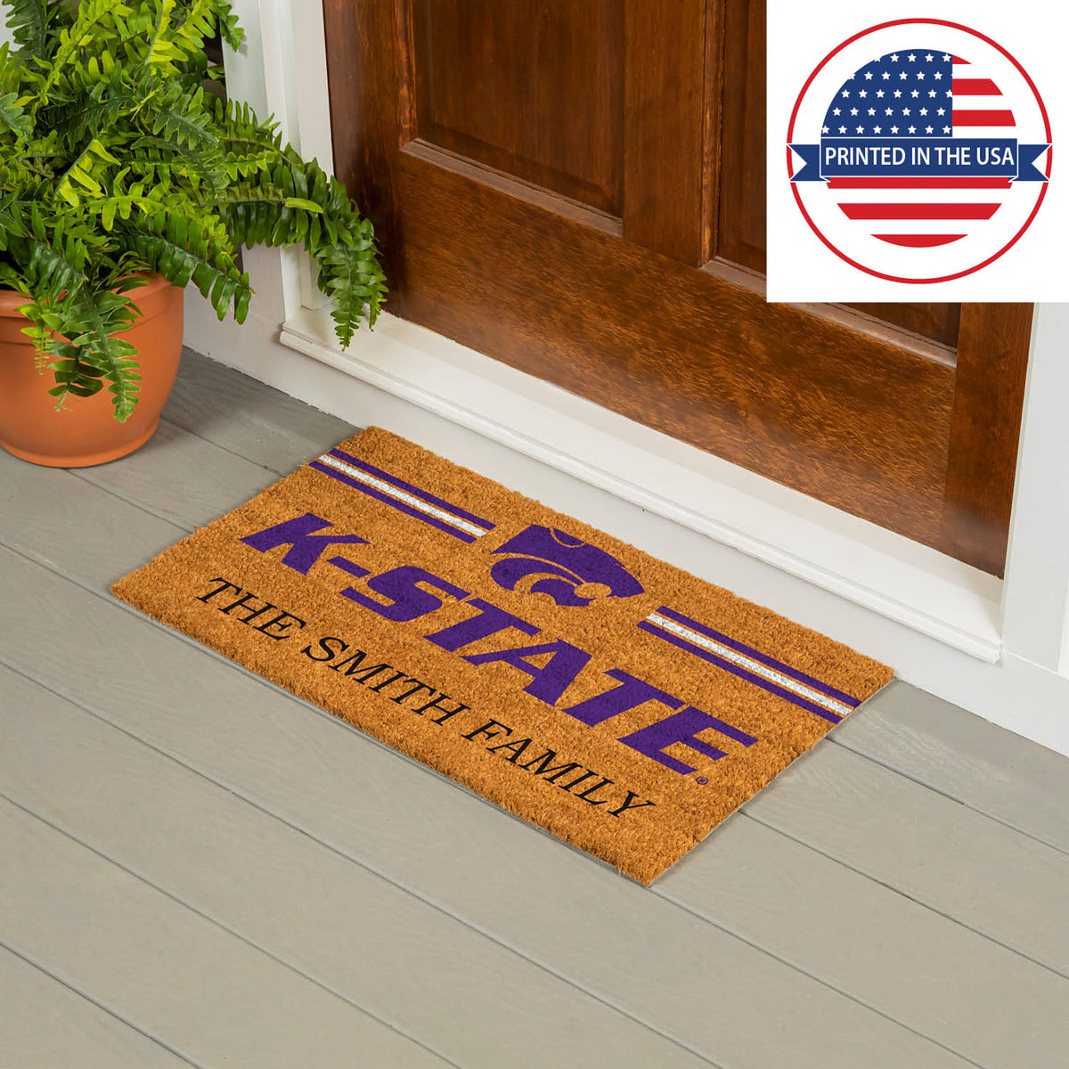 Kansas State University Personalized Mat, Natural Coir with Color Logo, 30" x 18", Slide 11 of 15