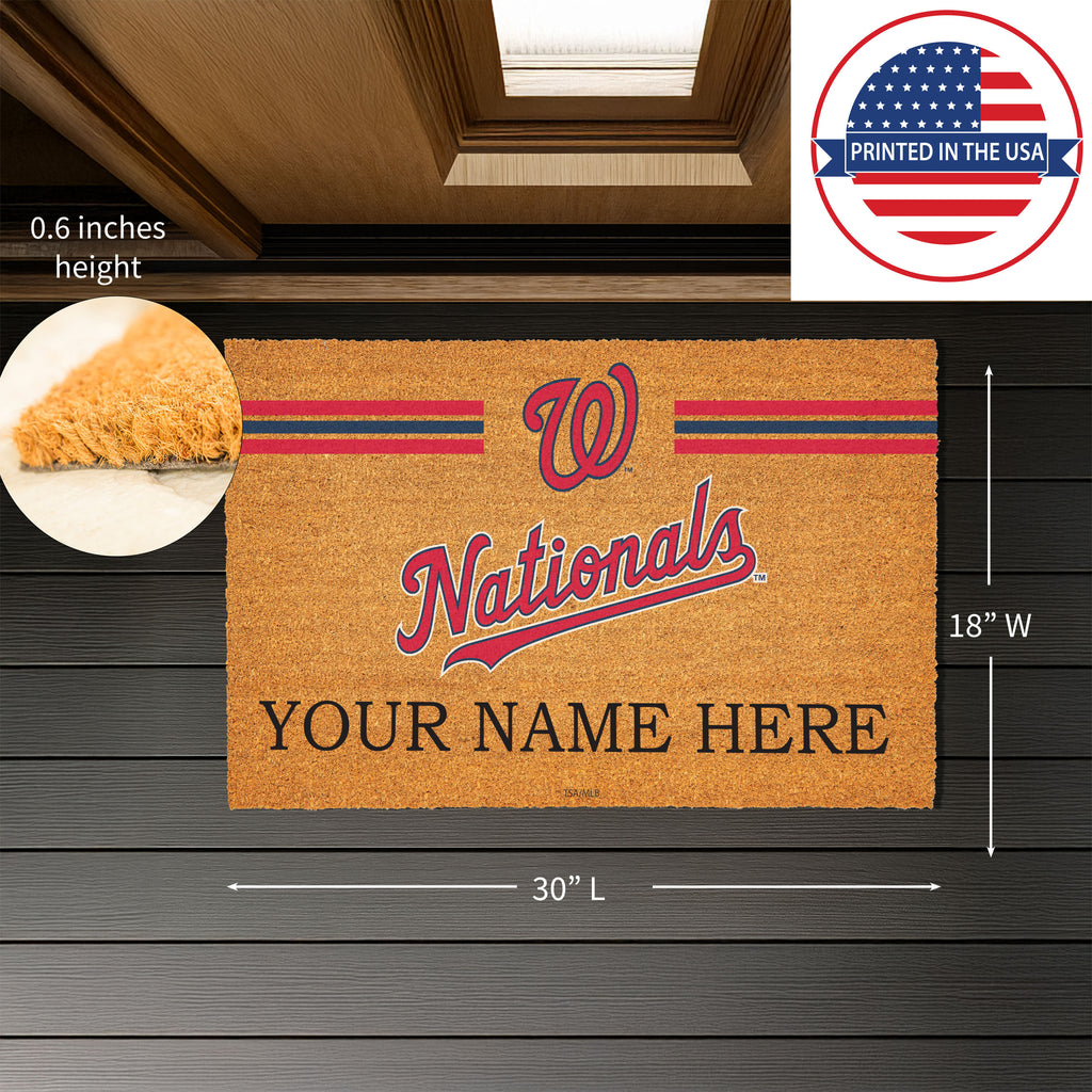 Washington Nationals Personalized Mat, Natural Coir with Color Logo, 30" x 18", Slide 3 of 4