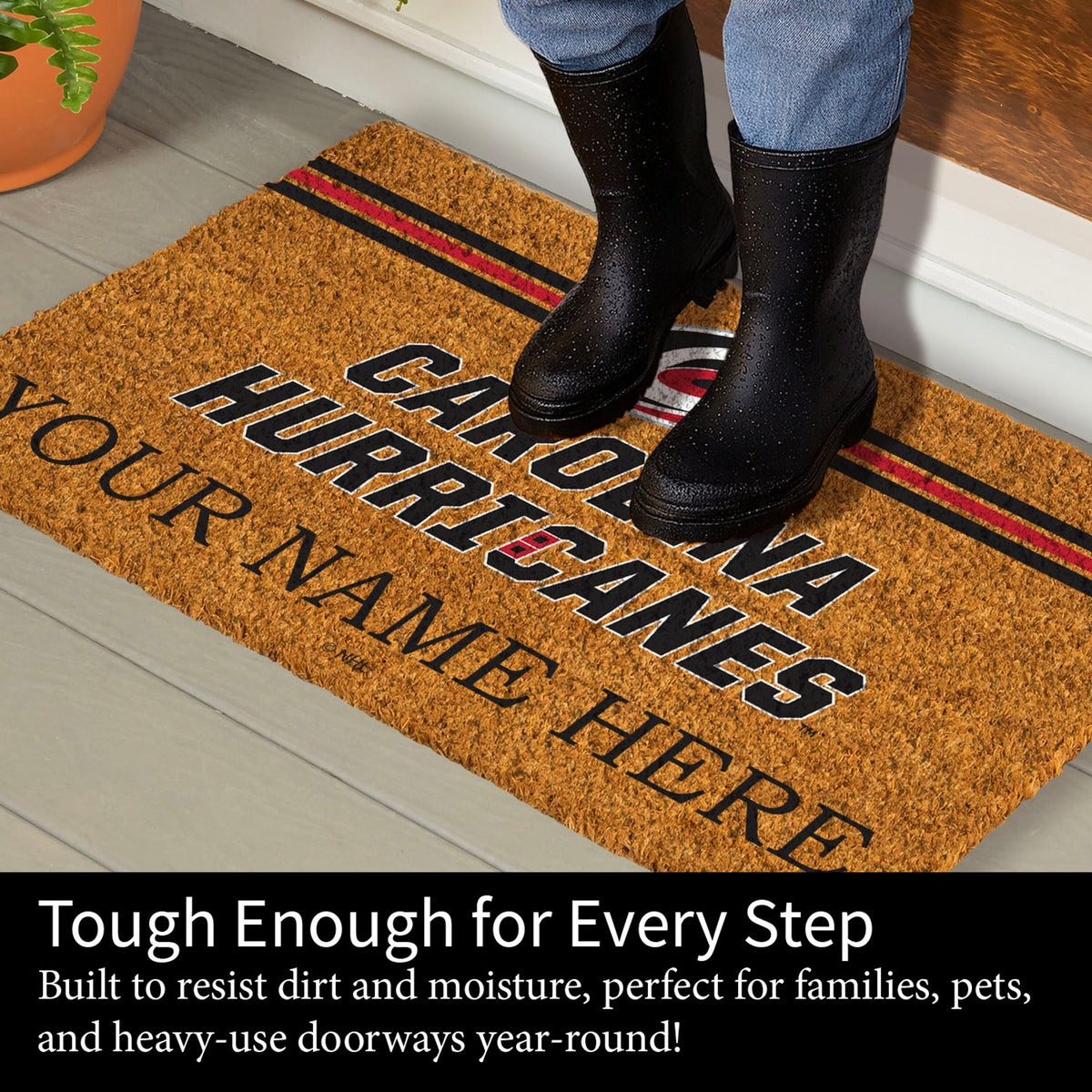 Carolina Hurricanes Personalized Mat, Natural Coir with Color Logo, 30" x 18", Slide 6 of 15
