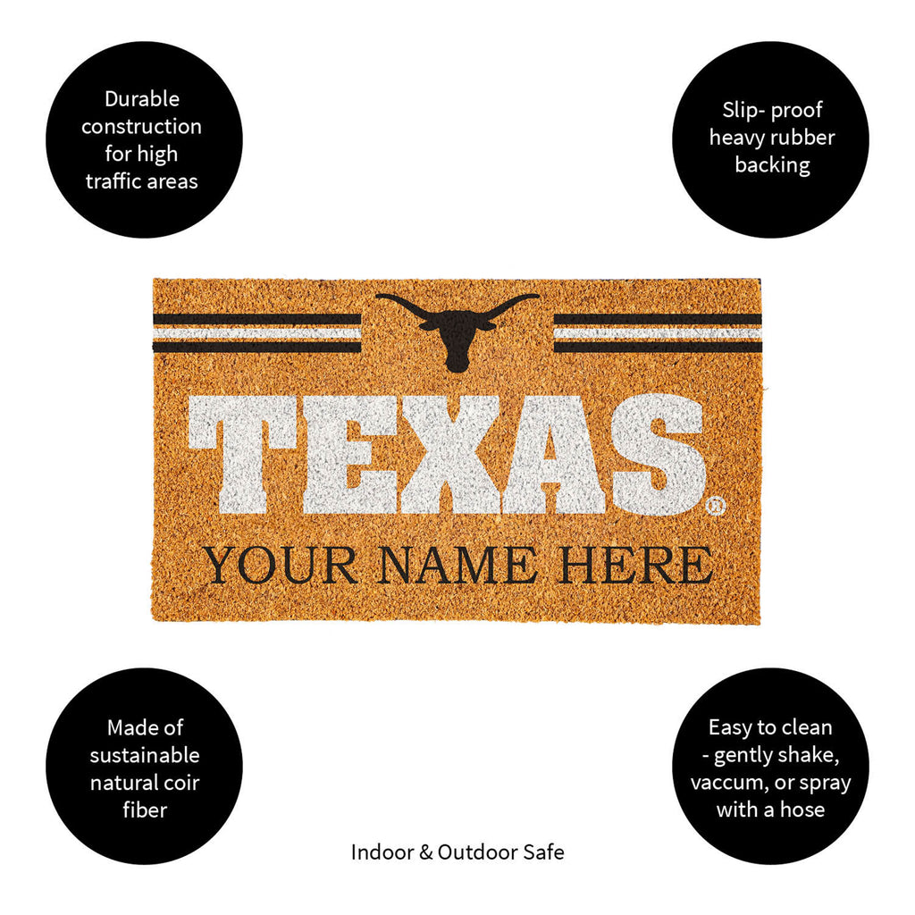 University of Texas Personalized Mat, Natural Coir with Color Logo, 30" x 18", Slide 9 of 15