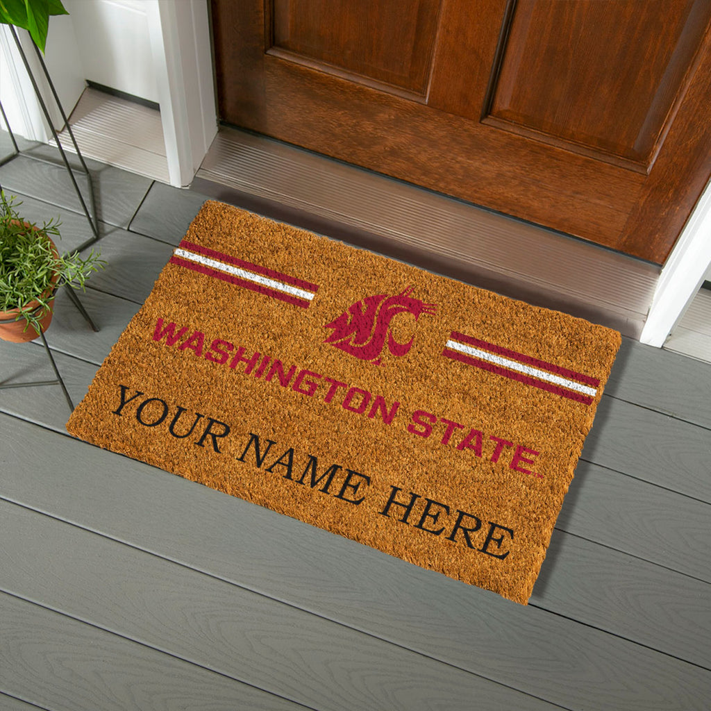 Washington State University Personalized Mat, Natural Coir with Color Logo, 30" x 18", Slide 3 of 15