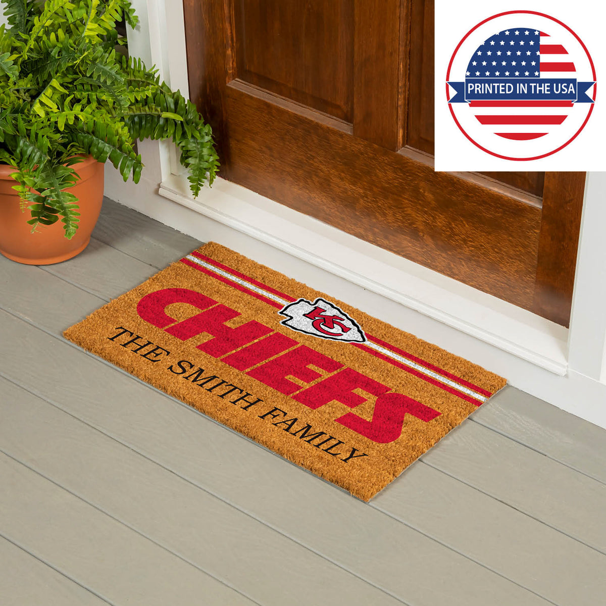 Kansas City Chiefs Personalized Mat, Natural Coir with Color Logo, 30" x 18", Slide 15 of 15