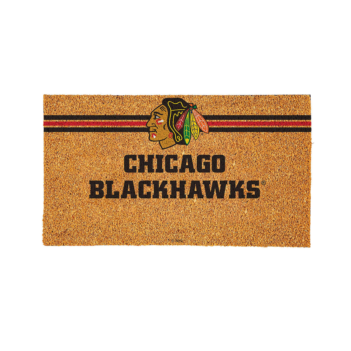 Chicago Blackhawks Personalized Mat, Natural Coir with Color Logo, 30" x 18"